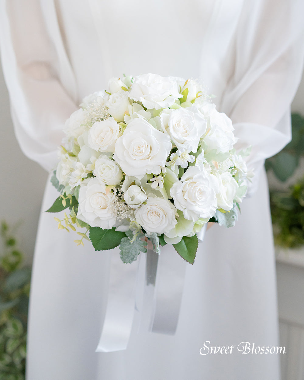 ホワイト＆ラベンダーピンクのナチュラルブーケ【ブリザーブド