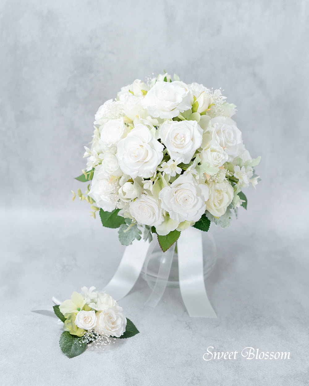 ホワイト＆ラベンダーピンクのナチュラルブーケ【ブリザーブドフラワー