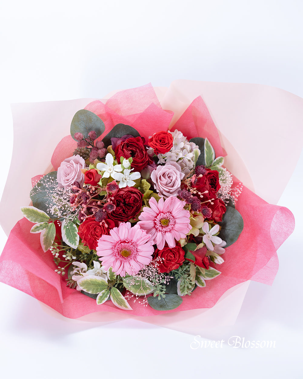 【プリザーブドフラワー】ガーベラとバラの花束
