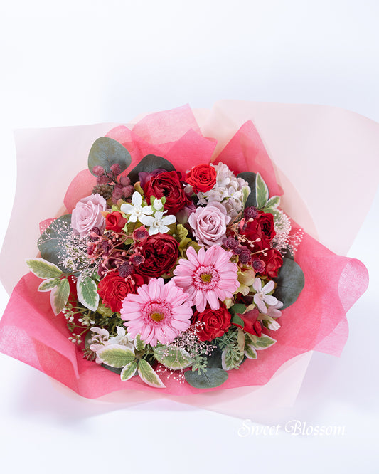 【プリザーブドフラワー】ガーベラとバラの花束