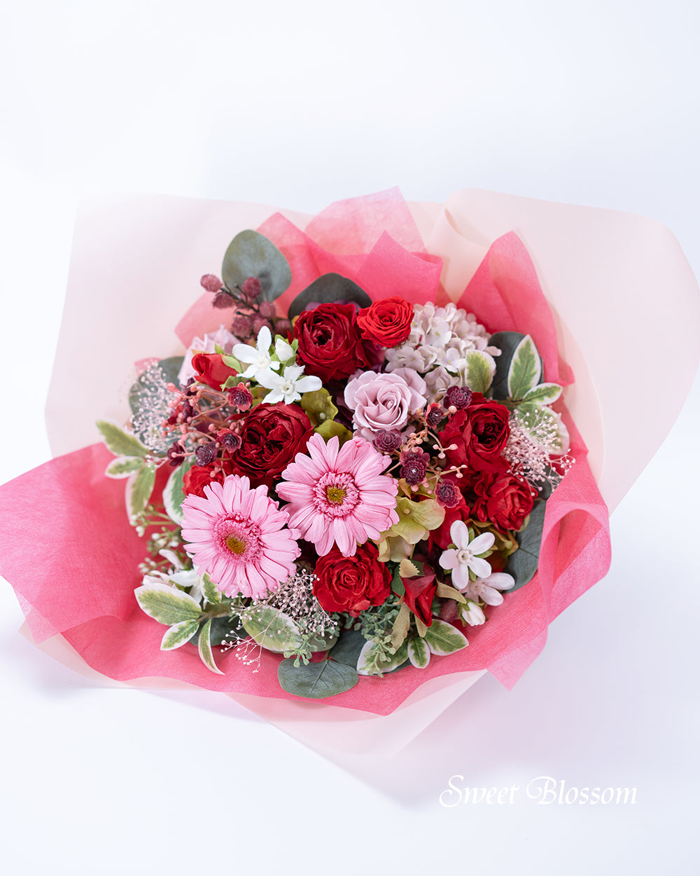 【プリザーブドフラワー】ガーベラとバラの花束
