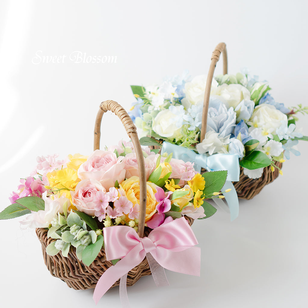 結婚式のご両親贈呈用フラワーバスケット2個セット【アーティフィシャルフラワー】 – Sweet Blossom