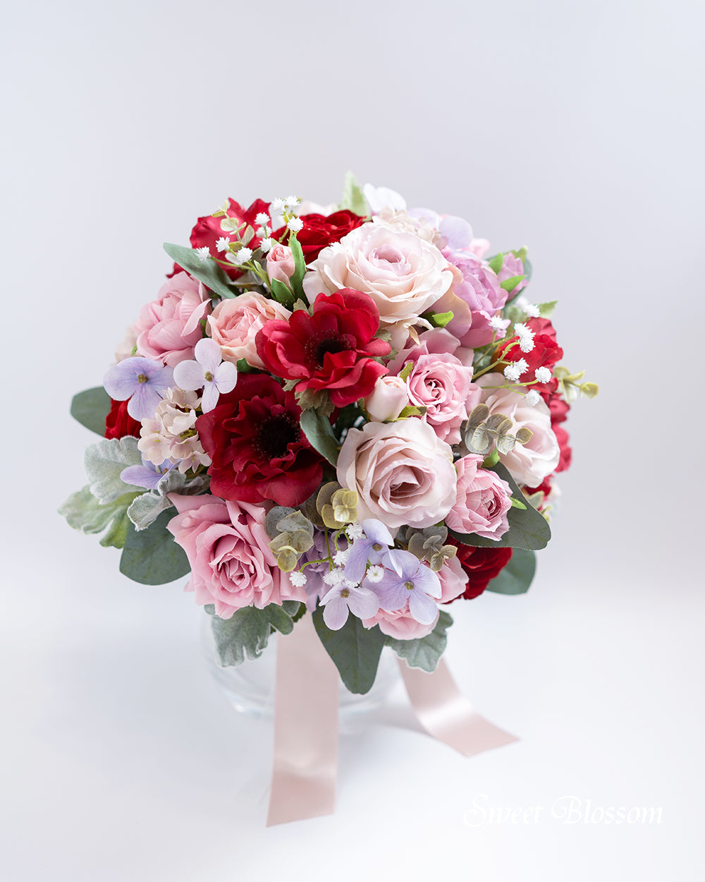 【アーティフィシャルフラワー】くすみピンクのクラッチブーケ