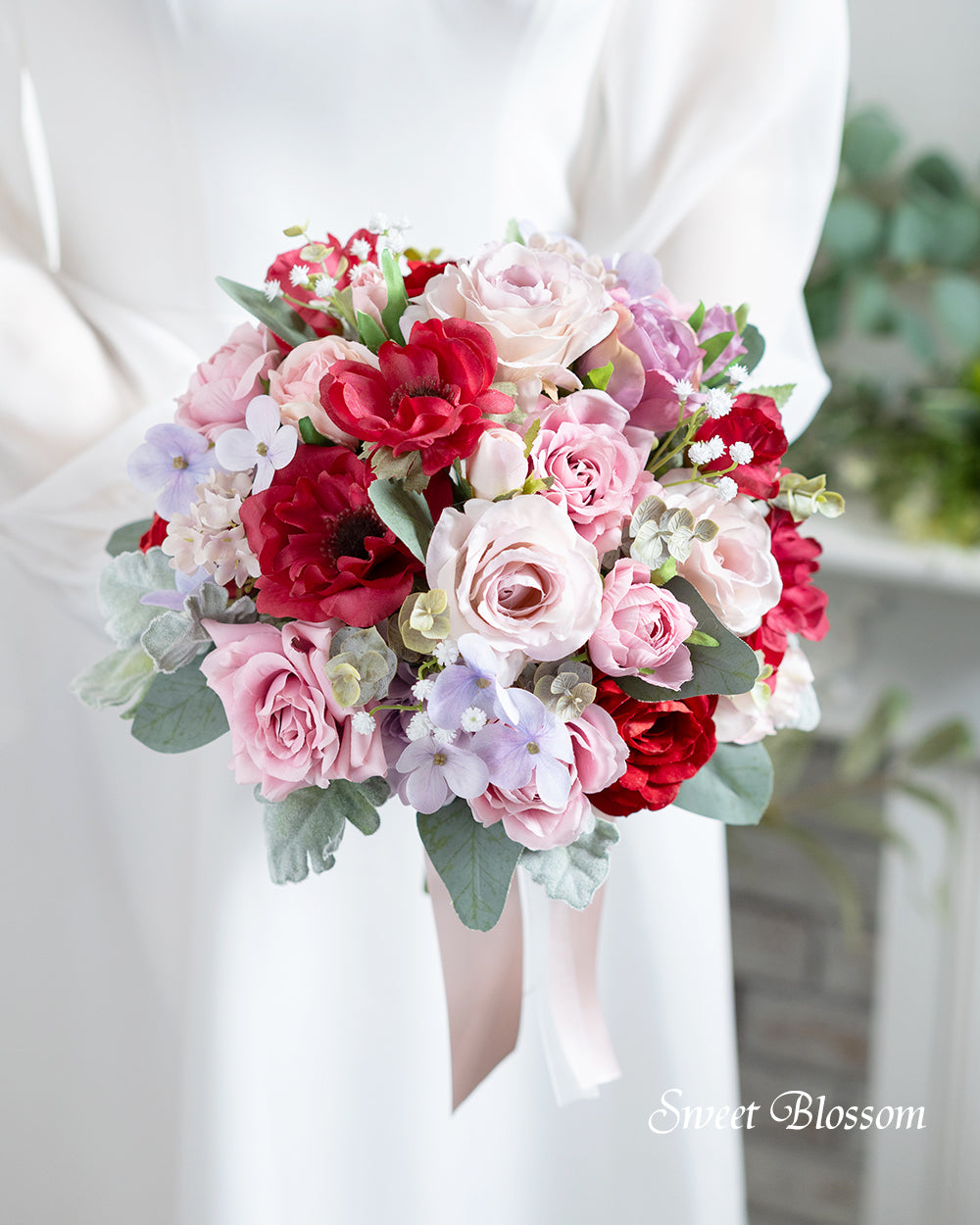 【アーティフィシャルフラワー】くすみピンクのクラッチブーケ