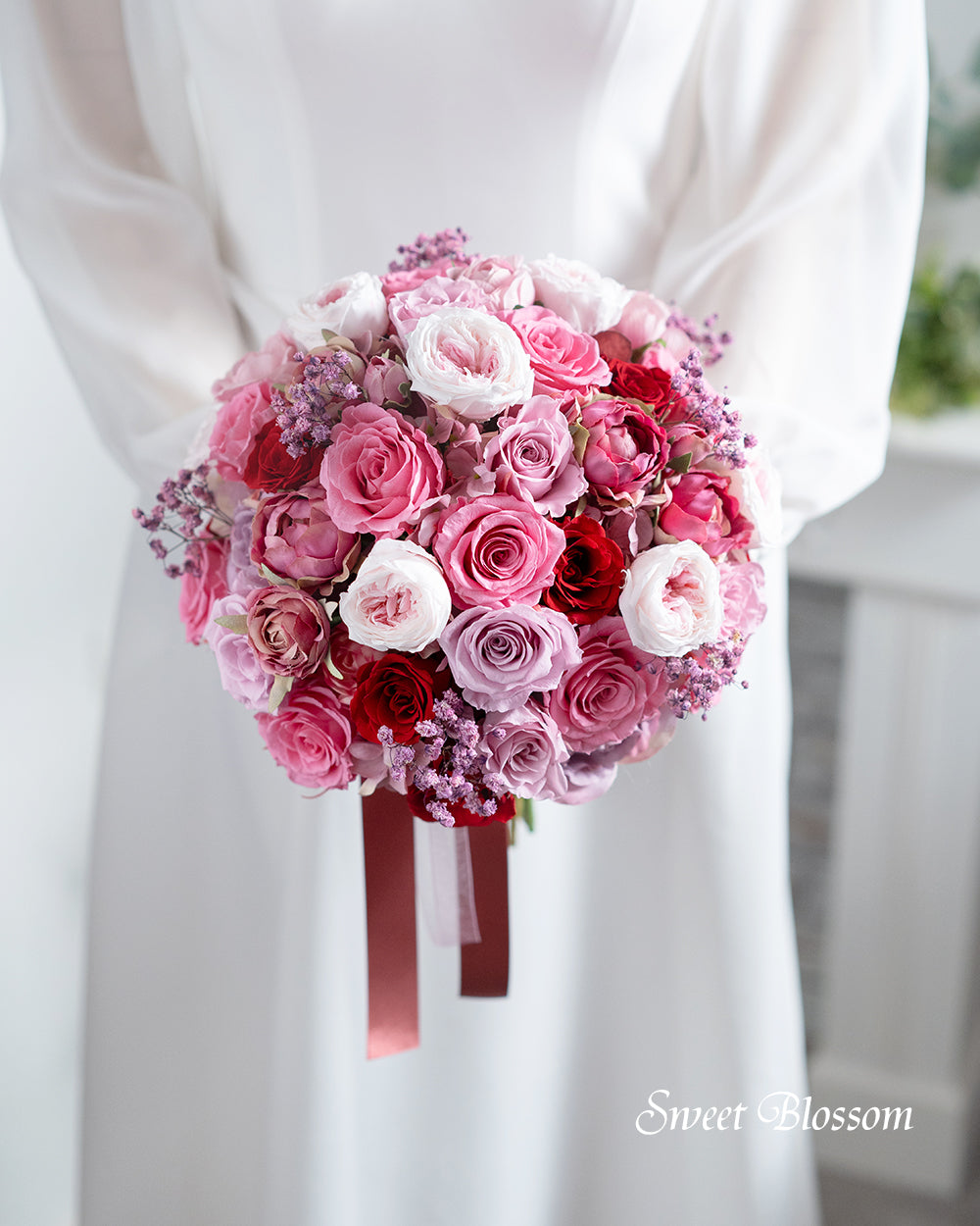 【プリザーブドフラワー】ピンクグラデーションのクラッチブーケ