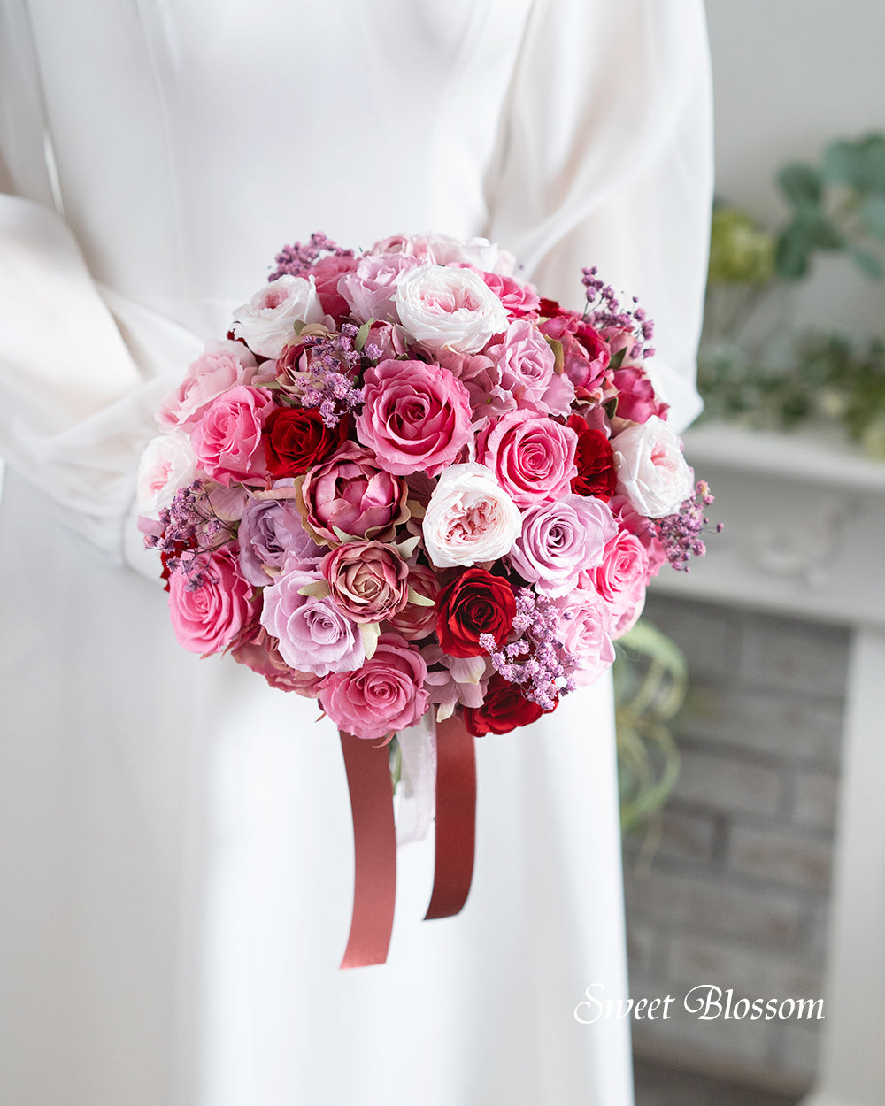 【プリザーブドフラワー】ピンクグラデーションのクラッチブーケ