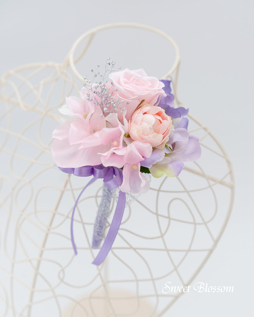 【プリザーブドフラワー】ピンクとラベンダーのティアドロップブーケ